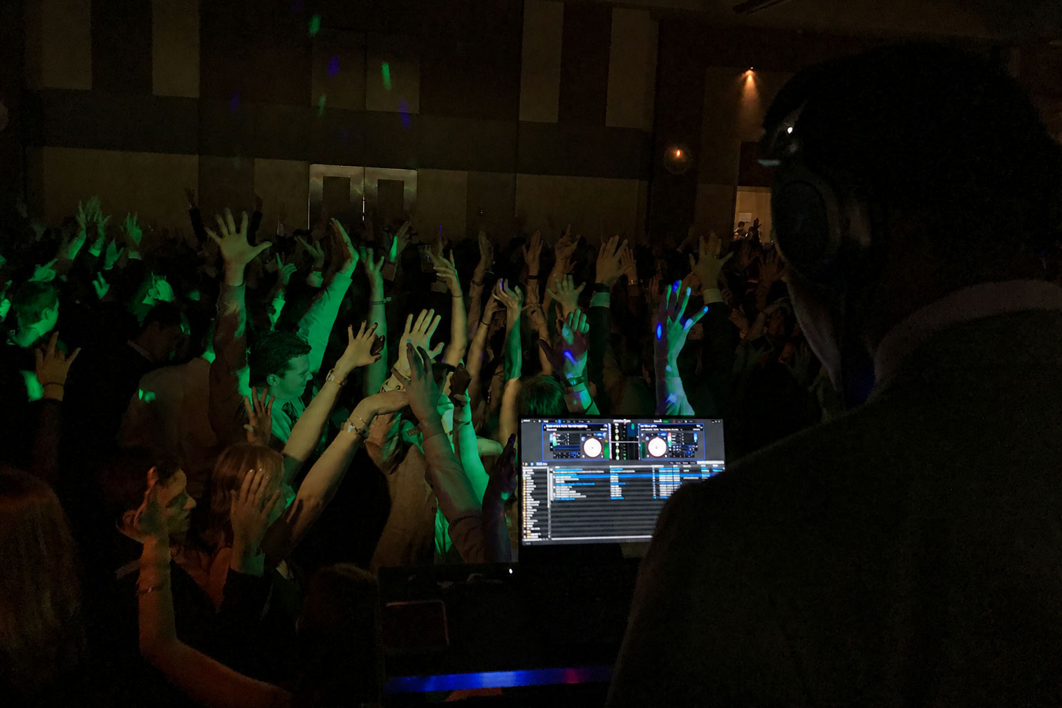 Private event DJ entertaining guests at a Chicago corporate party